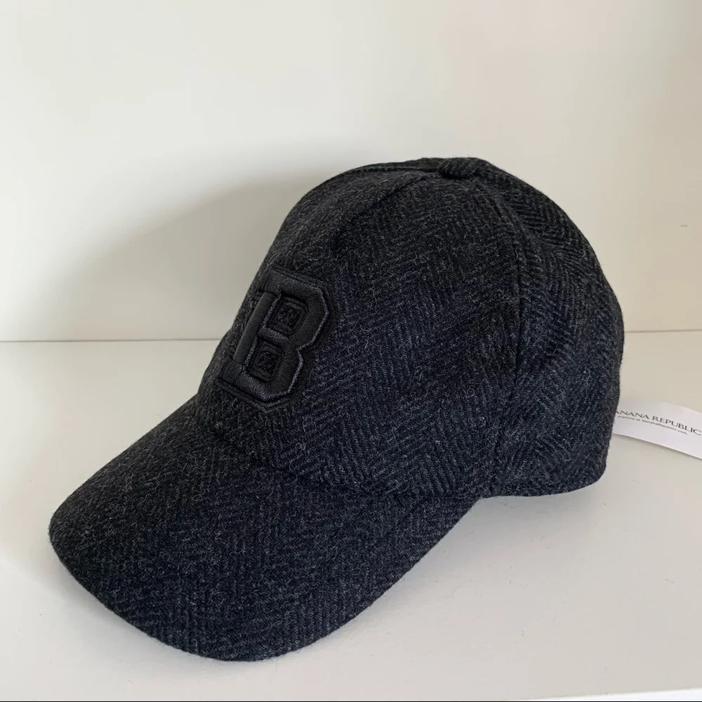 B wool leather Herringbone cap hat